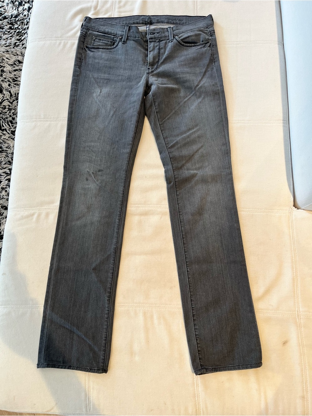 Womens 7 for All Mankind Slim Straight Jeans - Gray